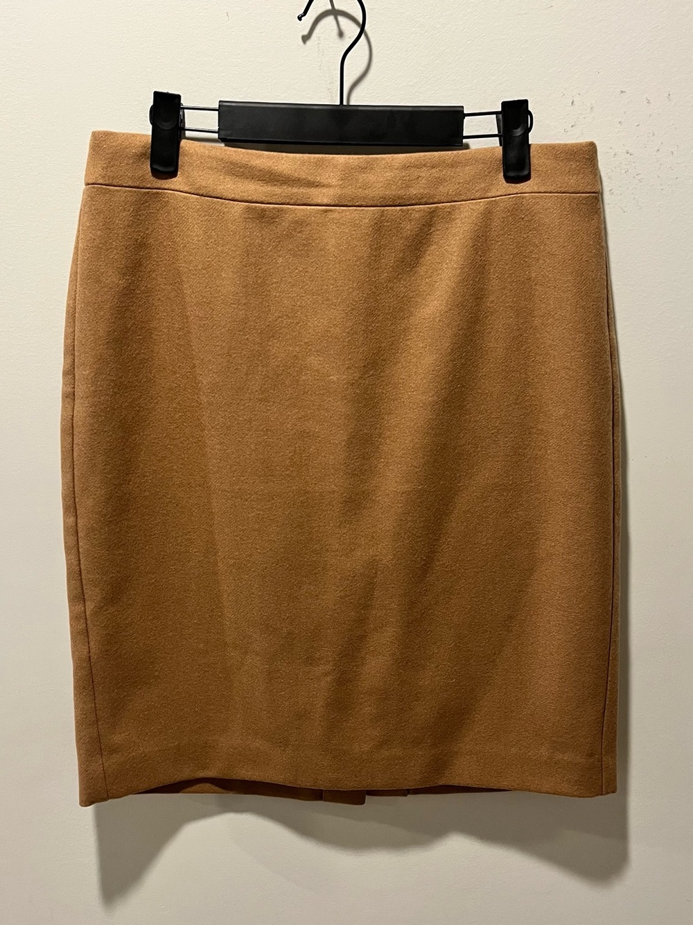 J. Crew The Pencil Skirt Tan Wool Blend Lined Slit Knee Length Business Size 8